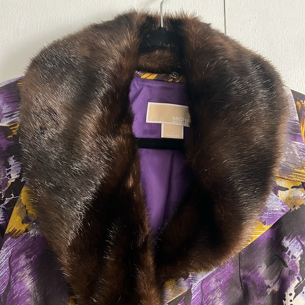 Michael Kors Trench Coat with Faux Fur Collar Size L - Picture 3 of 8